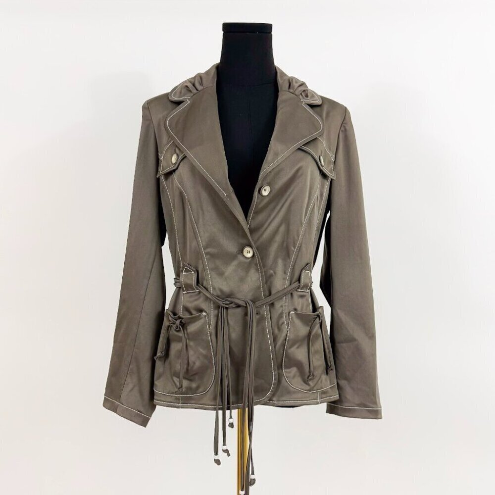 RED BY EUGENE KELIN VINTAGE STYLE SATIN BLAZER WITH DRAW STRING